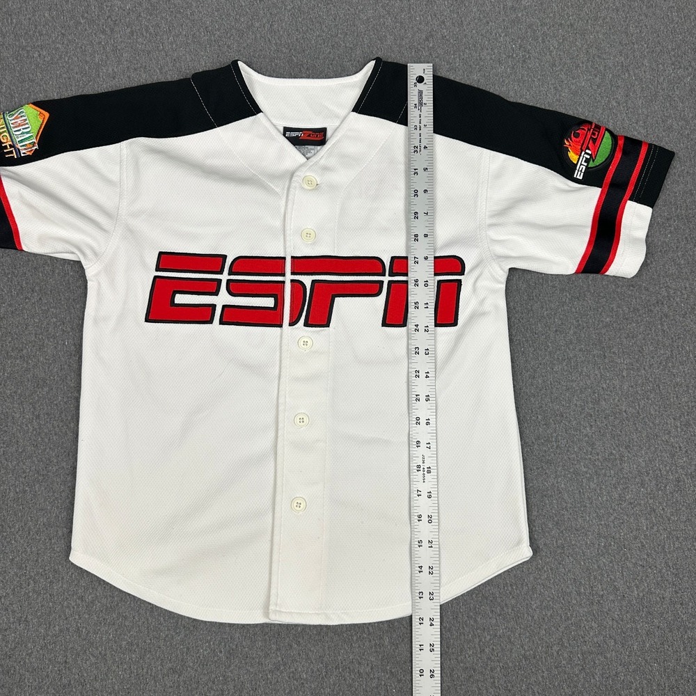 Vintage ESPN Zone Baseball Jersey #79 Baseball Tonight White Button Up Youth M - Picture 7 of 8